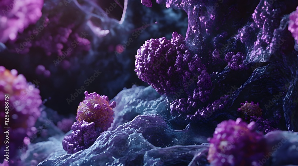 Aufkleber Mesmerizing Microscopic Patterns   Vibrant colorful organic textures and abstract shapes reveal the hidden beauty and intricate details of the unseen microworld