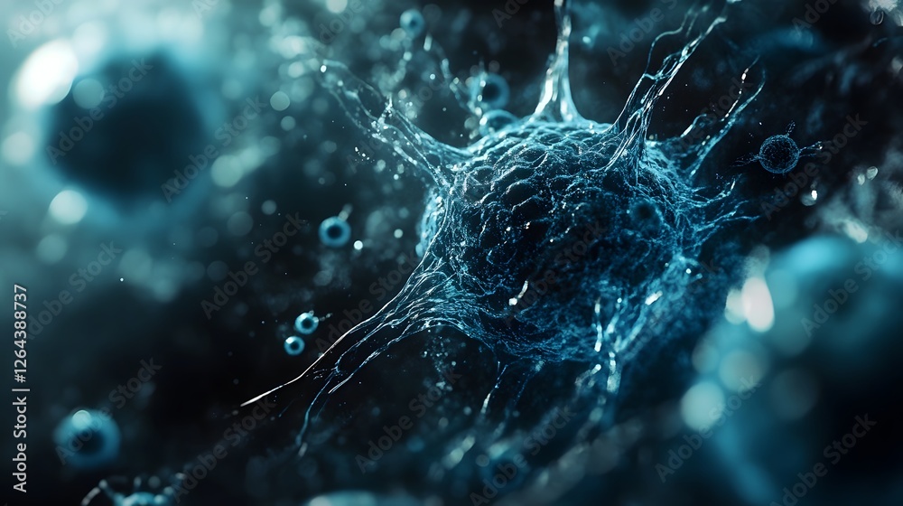 Poster Mesmerizing Microscopic Patterns Visualizing the Intricate World of Cells and Molecules through Cutting Edge Science and Digital Art  This captivating image offers a glimpse into the complex