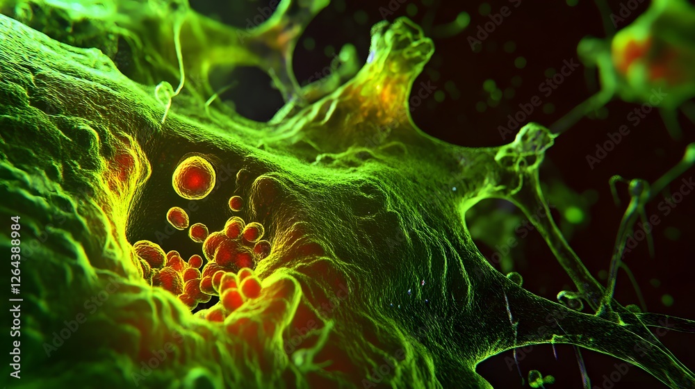 Fototapete mesmerizing microscopic structures reveal the vibrant beauty of the unseen digital universe this abs