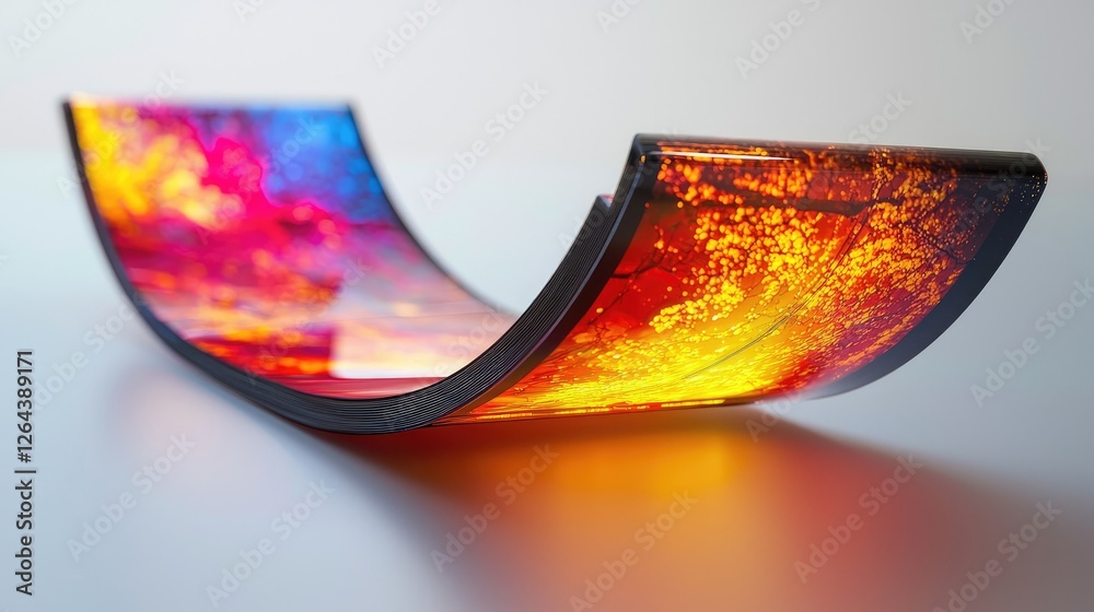 Aufkleber a flexible oled display bending elegantly, showcasing vibrant colors and a slim design for future sc