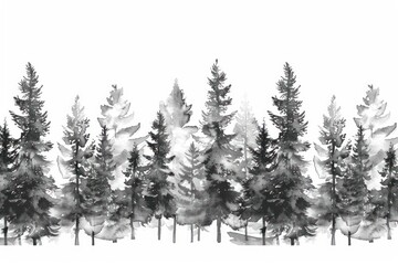 Fototapeta premium Forest illustration drawing nature.