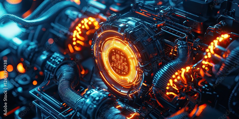 Leinwandbilder advanced robotic technology in a cyberpunk setting, featuring glowing neon circuits, intricate mecha