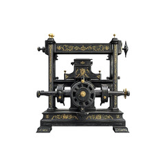Fototapeta premium Antique Ornate Black and Gold Printing Press Machine