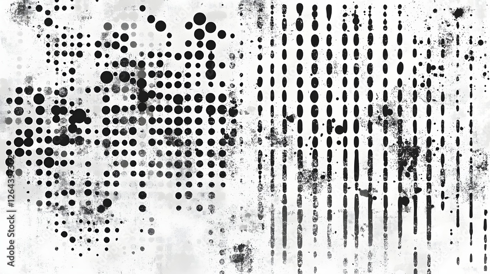 Aufkleber Mesmerizing monochrome dots and lines forming abstract digital patterns with a minimalist futuristic and experimental aesthetic  This generative