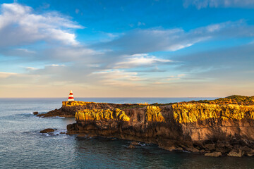 Robe Obelisk at sunrise viewed towards the ocean, Limestone Coast, South Australia