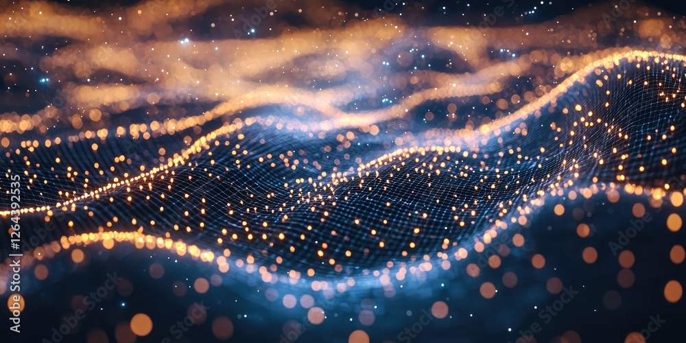 Poster A close-up of a cosmic nebula, where swirling gases are intertwined with glowing digital grids and energy fields, representing advanced cosmic tech.