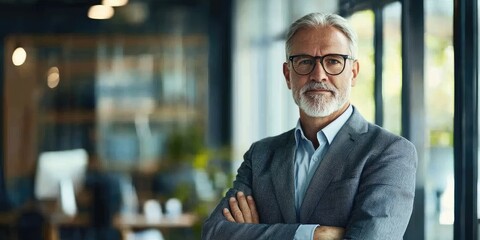 Obraz premium Professional portrait of an executive in a modern office, with soft lighting and sharp focus for a clear, confident image.