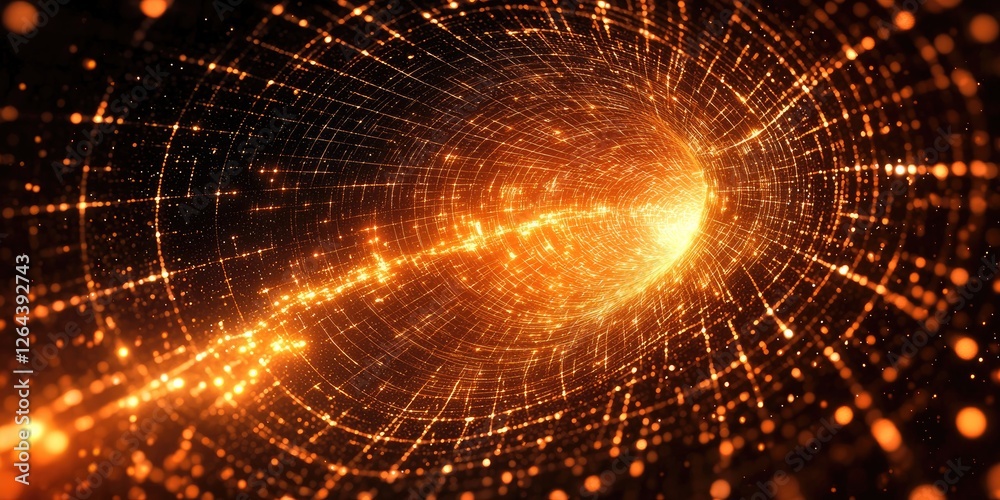 Poster a close-up of a cosmic nebula, where swirling gases intertwine with glowing digital grids and energy