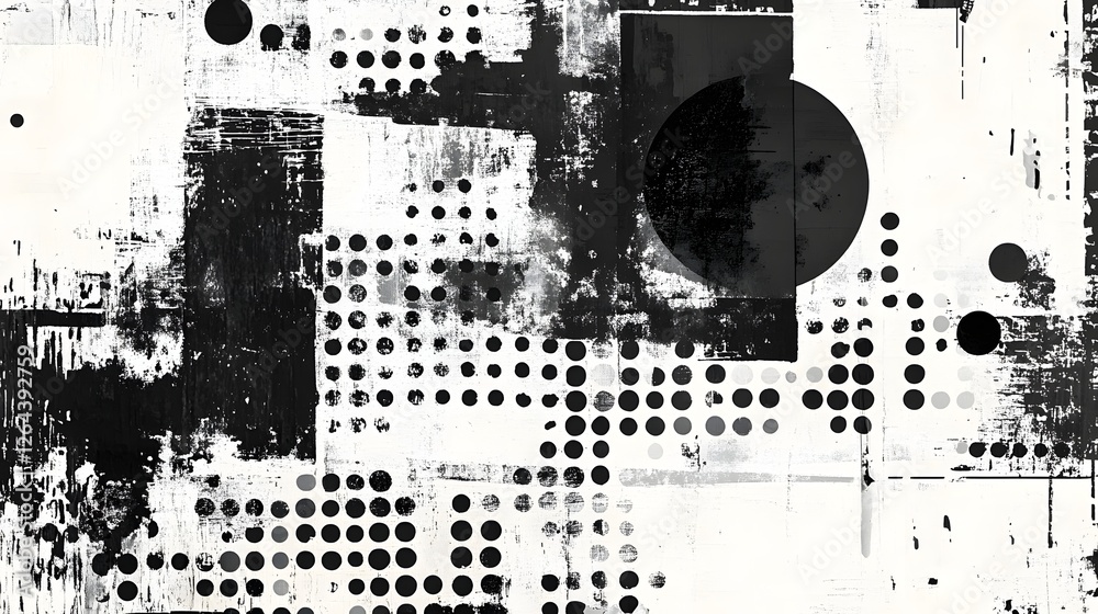 Fototapete mesmerizing monochrome minimalist abstract geometric pattern composition with grunge textures digita