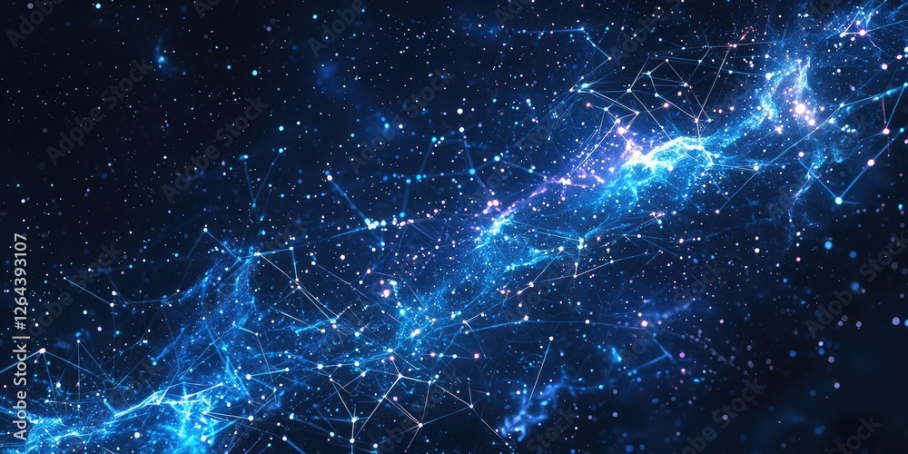 Poster A futuristic design with space-themed tech elements, glowing holograms, interactive star maps, and sleek data panels.
