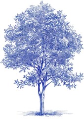 Fototapeta premium Tree drawing nature blue.
