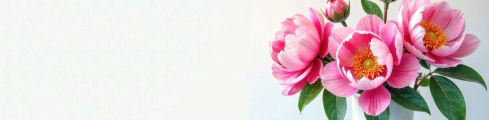 Watercolor peonies in vase, , garden decor, flower arrangement