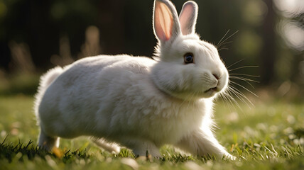white rabbit on grass