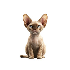 Adorable Devon Rex Kitten Sitting on on white background