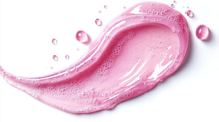 Fototapeta premium Realistic pink gel texture with air bubbles inside. Vector illustration of liquid substance with oil blobs, cosmetic product, collagen, hyaluron beauty care cosmetic product. Molecure structure