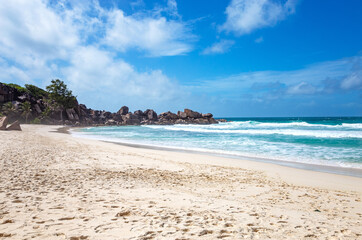 Grand Anse Beach, Island La Digue, Republic of Seychelles, Africa.