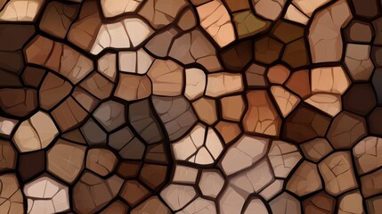 Textured mosaic pattern in warm earthy tones, ideal for backgrounds in design projects, art concepts, or home decor themes, Perfect for creating a cozy, natural atmosphere in visuals,