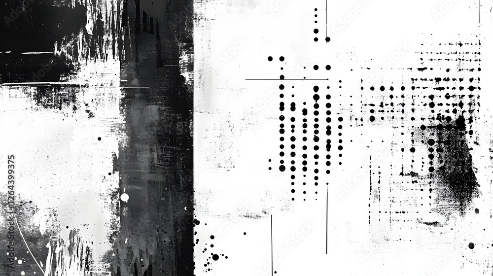 Poster monochromatic grunge abstract textured digital wallpaper or background with paint splatter brush str