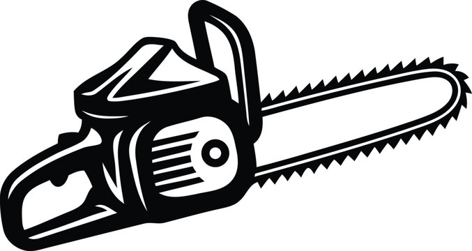 Chainsaw vector illustration, Chainsaw silhouette or line art vector icon with transparent background