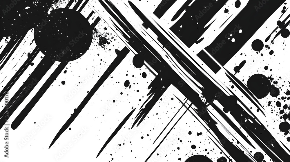 Fototapete Monochrome abstract dynamic motion explosion burst splash black and white geometric lines and shapes background design  Dramatic powerful and visually captivating graphic artwork