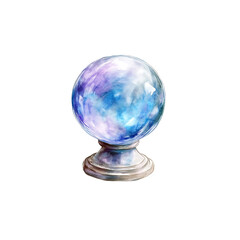 Watercolor White Crystal Ball on Clean white & transparent a background.