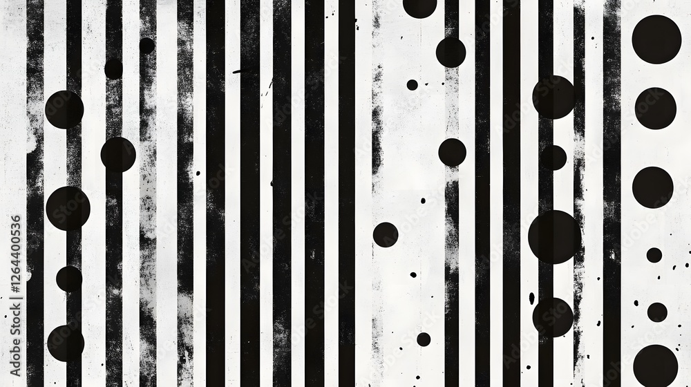 Fototapete monochrome abstract geometric gradient stripes and dots pattern background minimalist and contempora