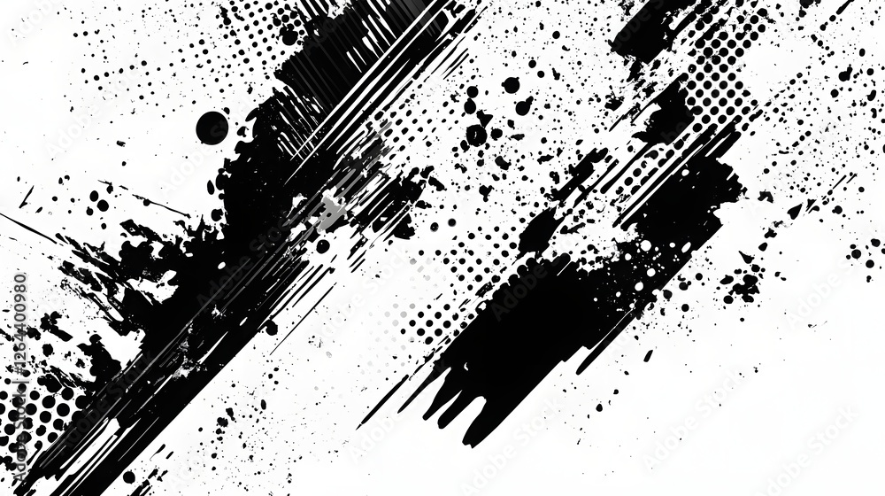 Aufkleber monochrome abstract geometric splash brush stroke texture graphic design dynamic modern contemporary