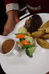beef steak with baked potatos