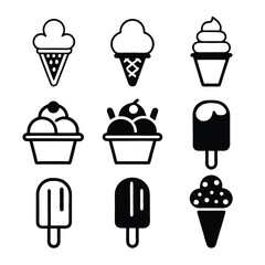 Minimalist Ice Cream Vector logo Icon Bundle for Branding.