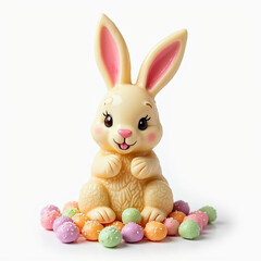 easter bunny with eggs on a white isolated background 