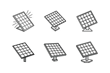 solar panel icon line art vector illustration