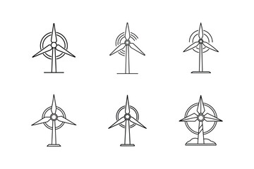 wind turbine line art vector illustration © MST