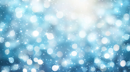 Obraz premium A dreamy festive background featuring a starry sky with blue light bokeh, creating a magical atmosphere for the holiday season. The soft glow and twinkling stars evoke feelings of celebration and joy