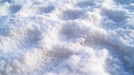 Close Up View of White Textured Snow in Winter Season with Natural Lighting