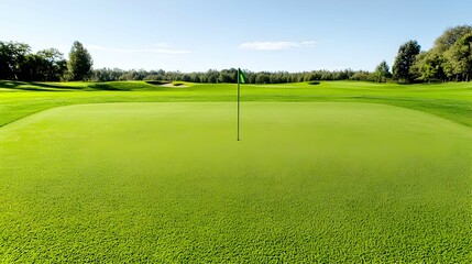 Obraz premium Golf Course Putting Green with Lush Green Grass under Bright Sunlight