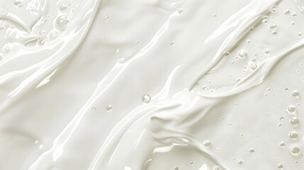 Smooth, glossy surface of white liquid with bubbles, resembling cream or paint, ideal for backgrounds