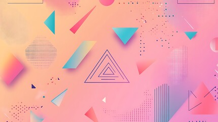 Abstract Geometric Design with Pastel Triangles and Shapes