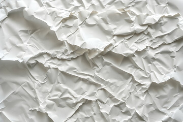 Obraz premium Crumpled White Paper Texture with Natural Shadows and Highlights, Suitable for Background Use