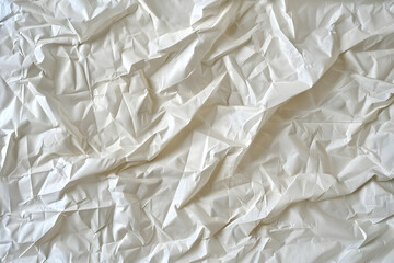 Obraz premium Crumpled white paper texture showcasing intricate folds and shadows, ideal for backgrounds and designs