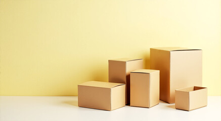 Eco-friendly carton closed cardboard boxes on a simple background