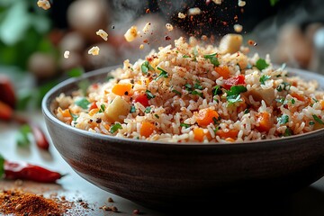 Gluten free salad ingredients in a plate,  chicken masala rice