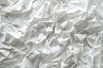Obraz premium Crumpled white fabric texture showcasing intricate folds and shadows, ideal for backgrounds and design