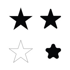 Star Icon Set  Black and Outline Star Variations for Design
