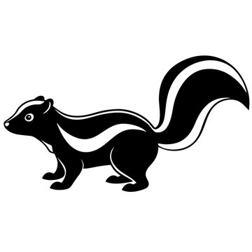 recommend clip art: Cute Silhouette Skunk Line Art Black Vector Carton Illustration