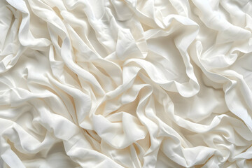 Obraz premium Soft, crumpled white fabric with gentle folds, creating an elegant texture for backgrounds or draping