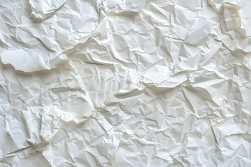 Obraz premium Crumpled white paper texture with intricate folds, ideal for backgrounds in design projects