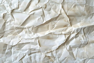Obraz premium Crumpled white paper texture background with subtle shadows and highlights for creative design use