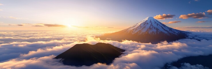 Majestic Snow-Covered Mountain Peak under Dramatic Cloudy Sky