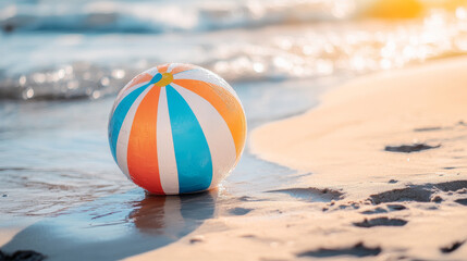 Obraz premium Inflatable beach ball, striped air balloon for play in water, swim pool or sea. Vector realistic set of bright rubber beachballs with different colors isolated on white background