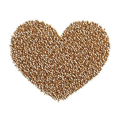 Sorghum white small round white seeds gently arranged in a heart formation Food and culinary
